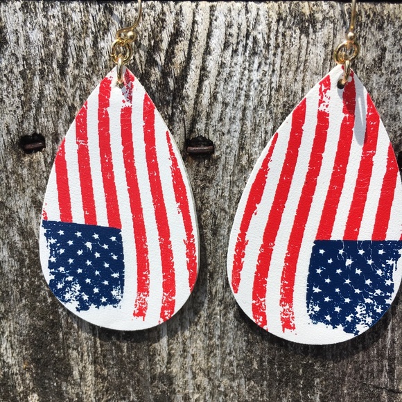Patriotic Leather Earrings - Picture 2 of 2